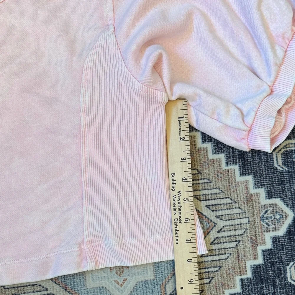 Aerie Seams Right Short Puff Sleeve Cropped Sweatshirt Light Pink Size XXL - Picture 9 of 10
